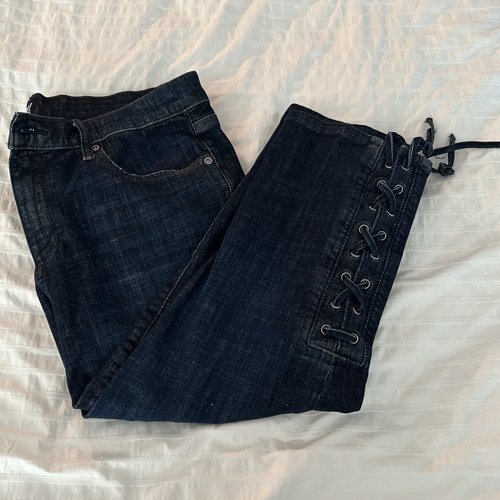 GAP True Skinny Cropped Lace Up Jeans